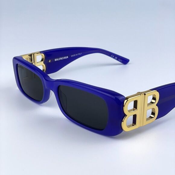 NEW Balenciaga BB0096S 004 Violet/Gold Gray Rectangle/Narrow Women Sunglasses - Picture 6 of 12